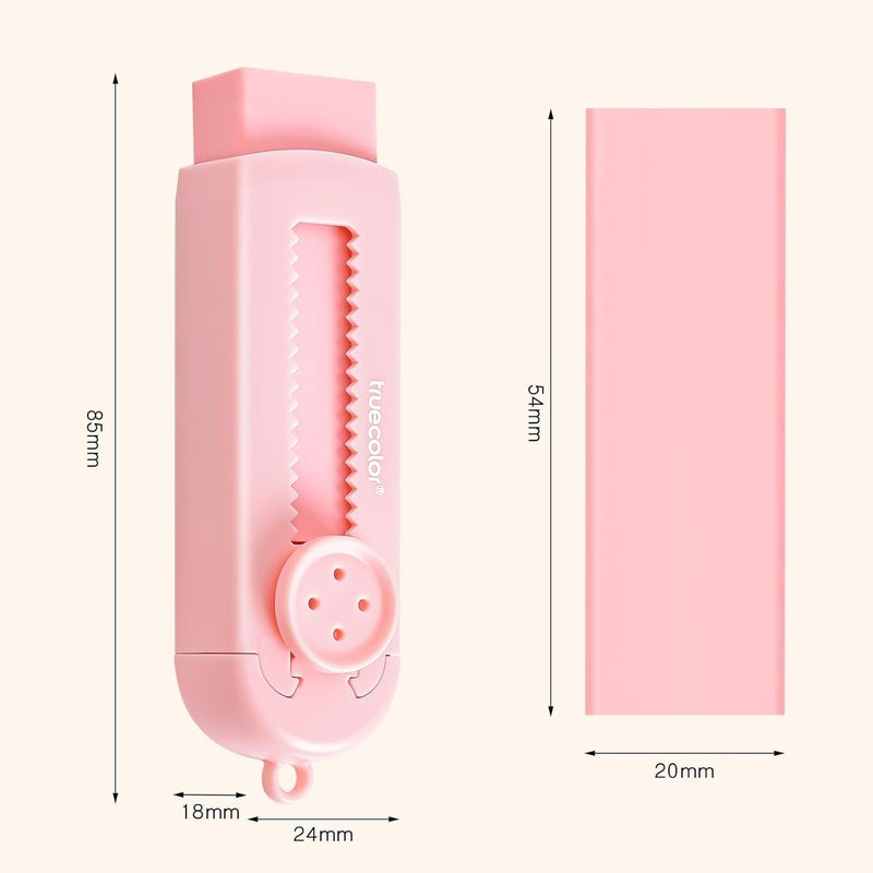 Muxdilu Pencil Erasers,Retractable Erasers for Pencils - 4+1 Pack Rubber Erasers (Pink) - Image 2